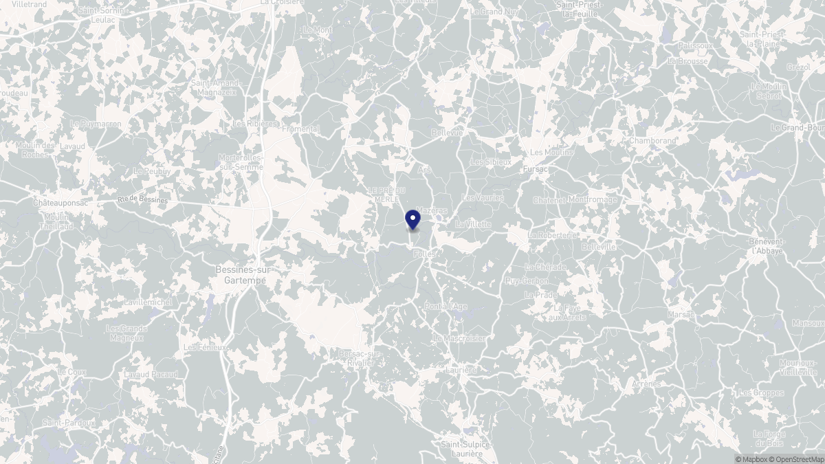 Aperçu cartographique de Folles, centré sur la commune