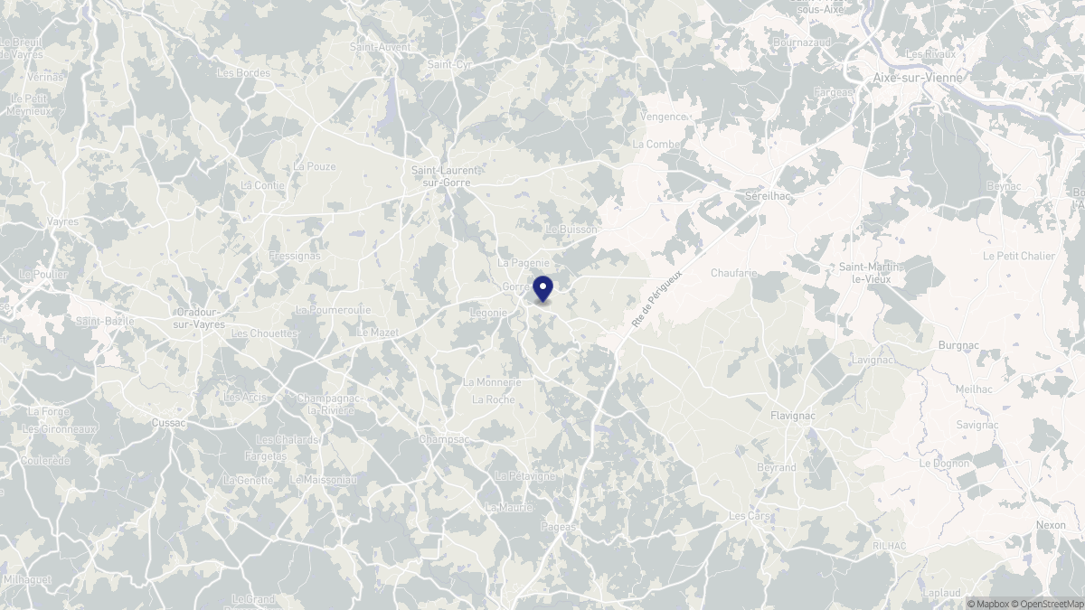 Aperçu cartographique de Gorre, centré sur la commune