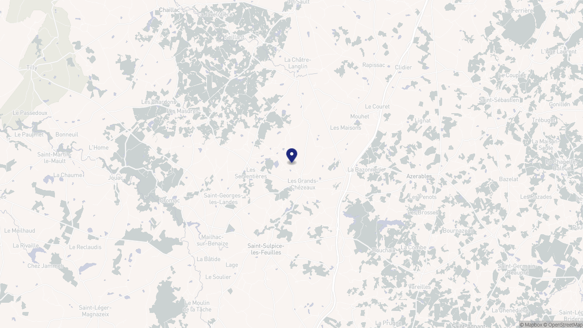 Aperçu cartographique de Les Grands-Chézeaux, centré sur la commune