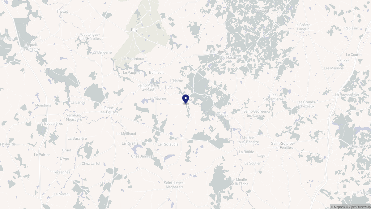 Aperçu cartographique de Jouac, centré sur la commune