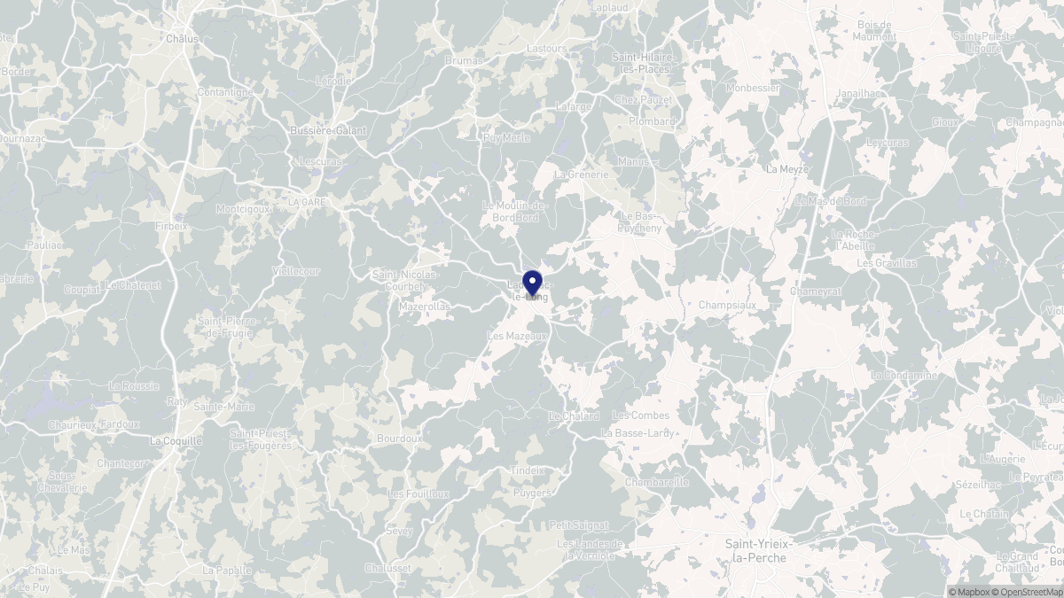 Aperçu cartographique de Ladignac-le-Long, centré sur la commune