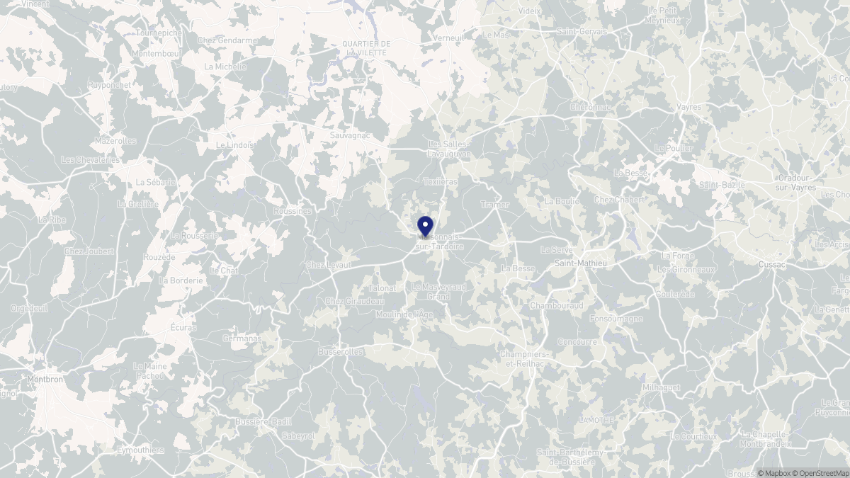 Aperçu cartographique de Maisonnais-sur-Tardoire, centré sur la commune