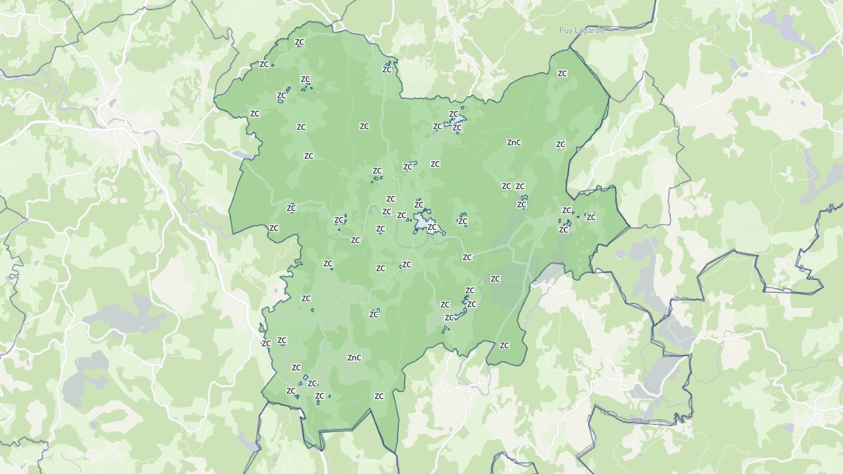 Aperçu cartographique de Nedde, centré sur la commune