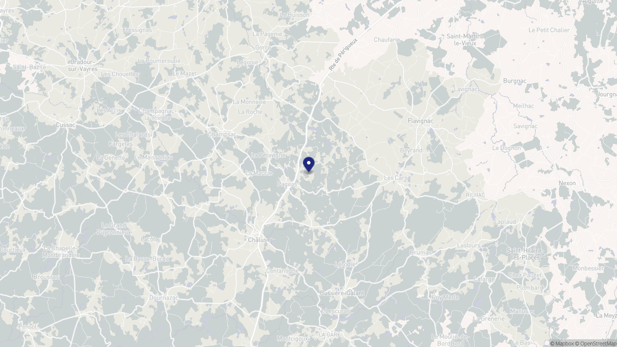 Aperçu cartographique de Pageas, centré sur la commune