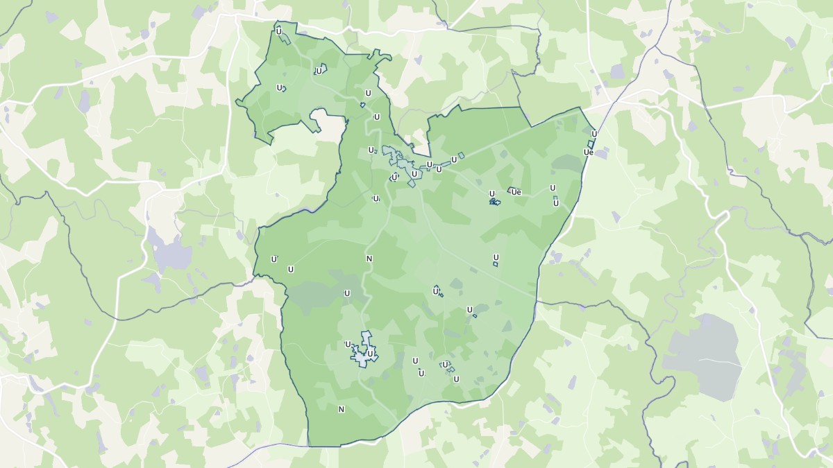 Aperçu cartographique de Pensol, centré sur la commune