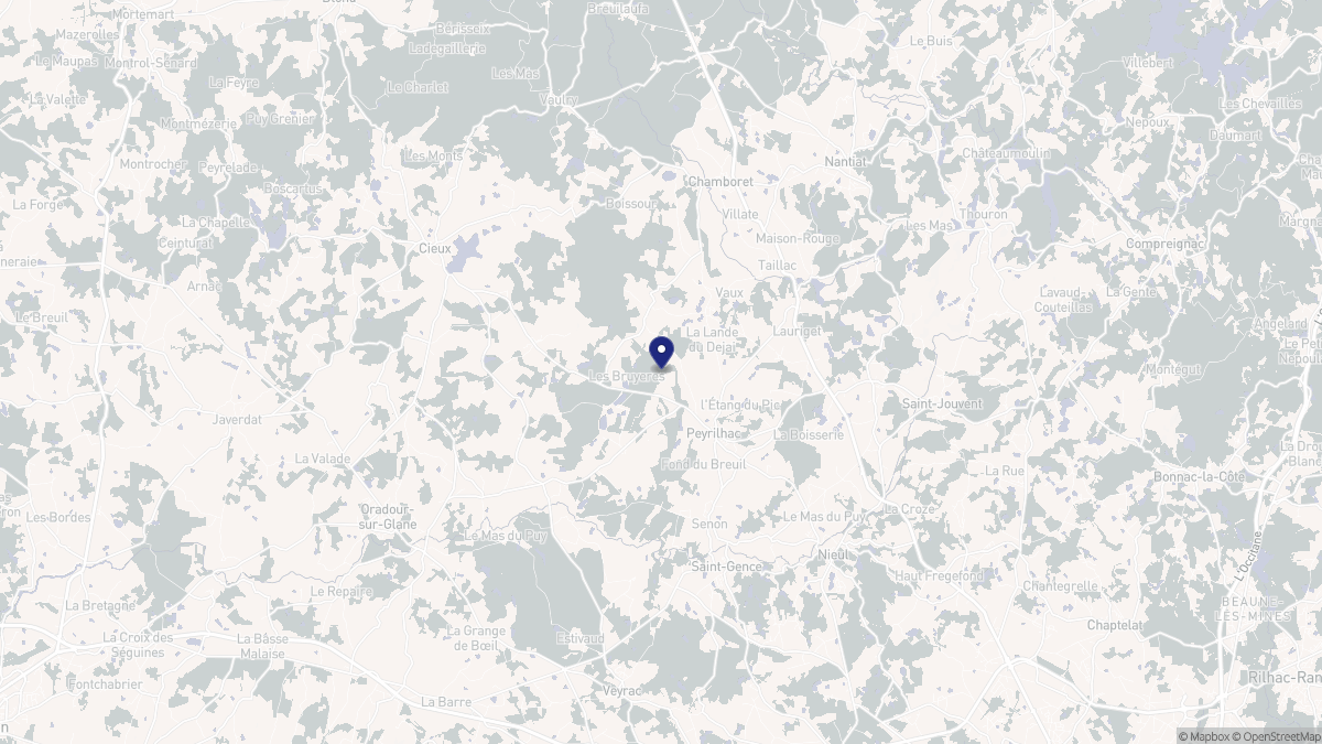 Aperçu cartographique de Peyrilhac, centré sur la commune
