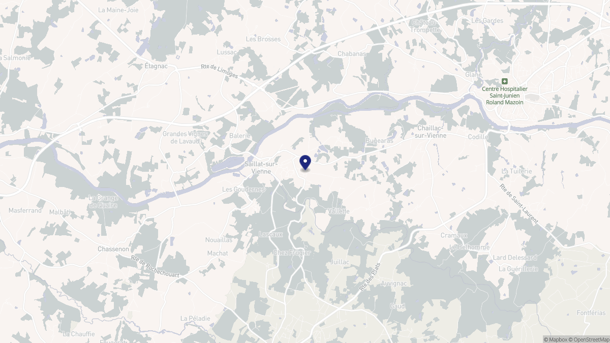 Aperçu cartographique de Saillat-sur-Vienne, centré sur la commune