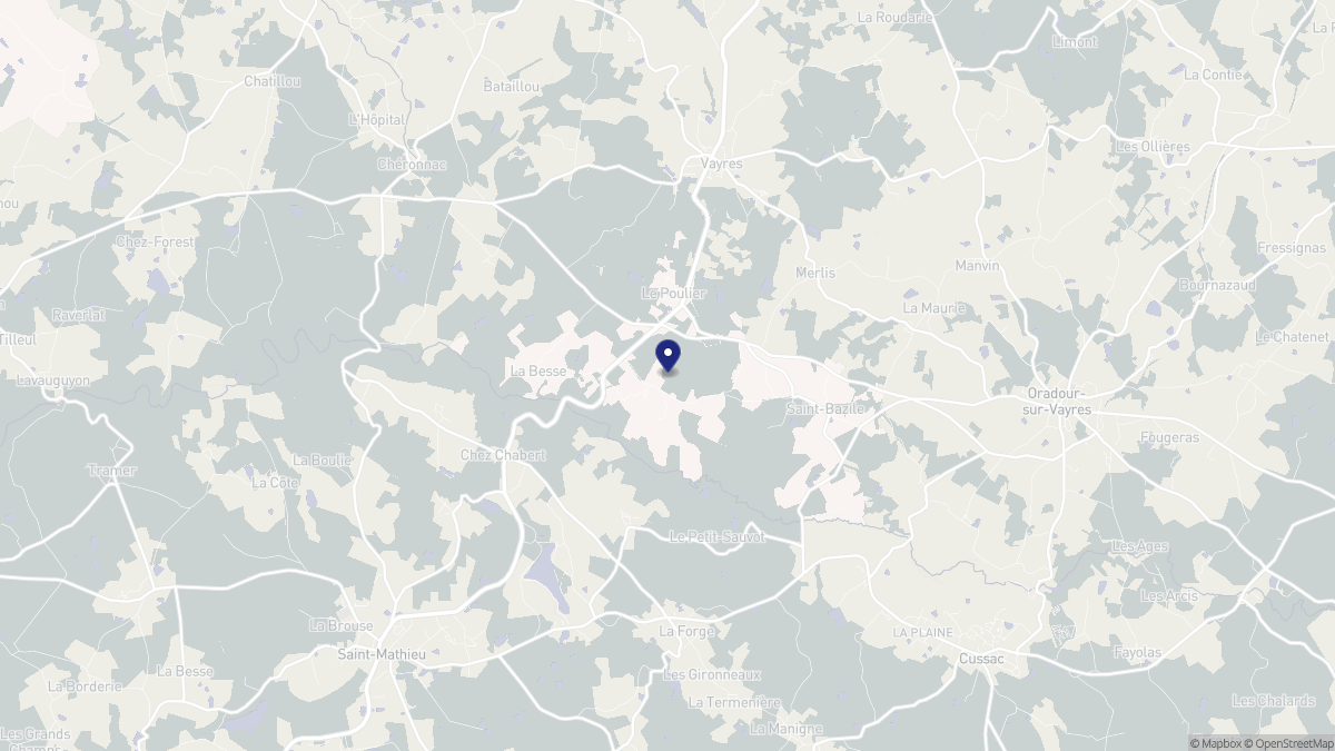 Aperçu cartographique de Saint-Bazile, centré sur la commune
