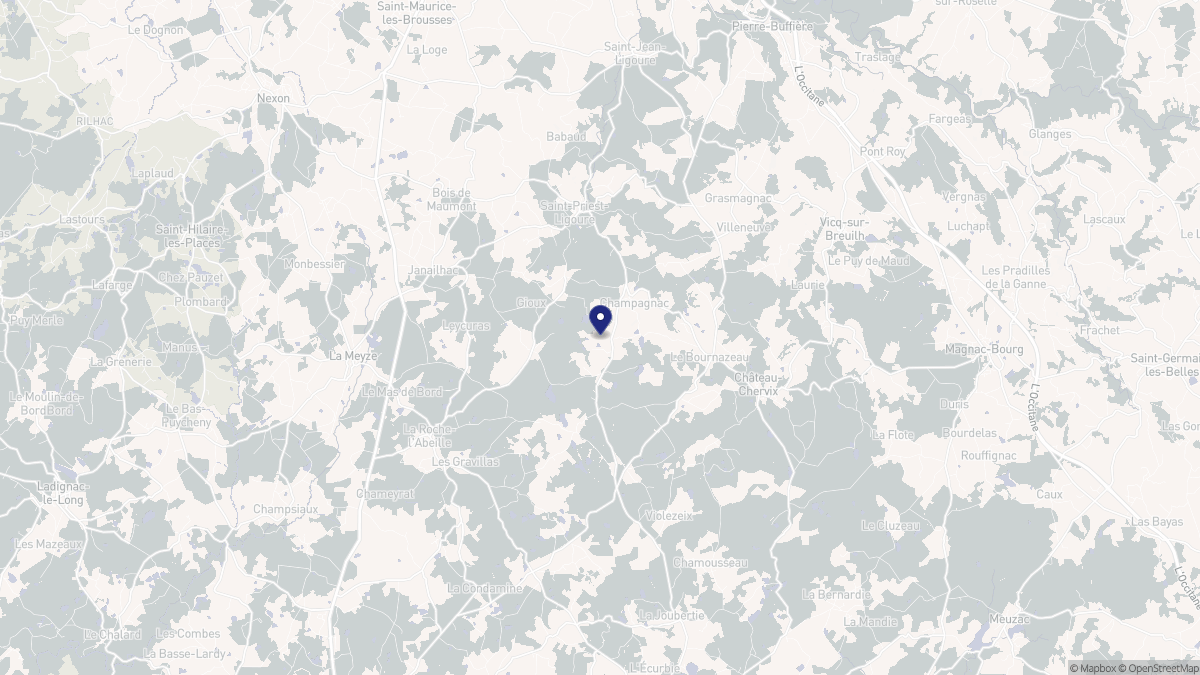 Aperçu cartographique de Saint-Priest-Ligoure, centré sur la commune
