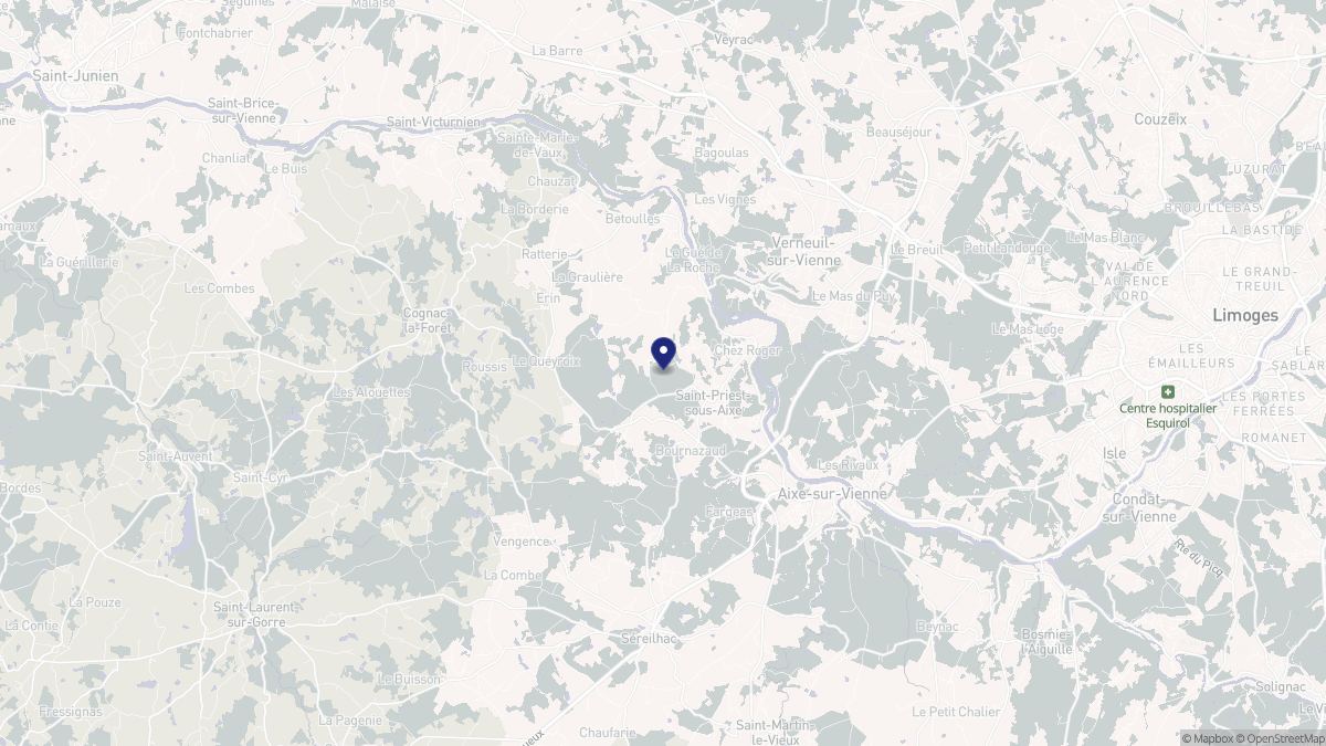 Aperçu cartographique de Saint-Priest-sous-Aixe, centré sur la commune