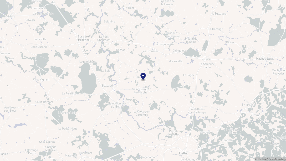 Aperçu cartographique de Saint-Sornin-la-Marche, centré sur la commune