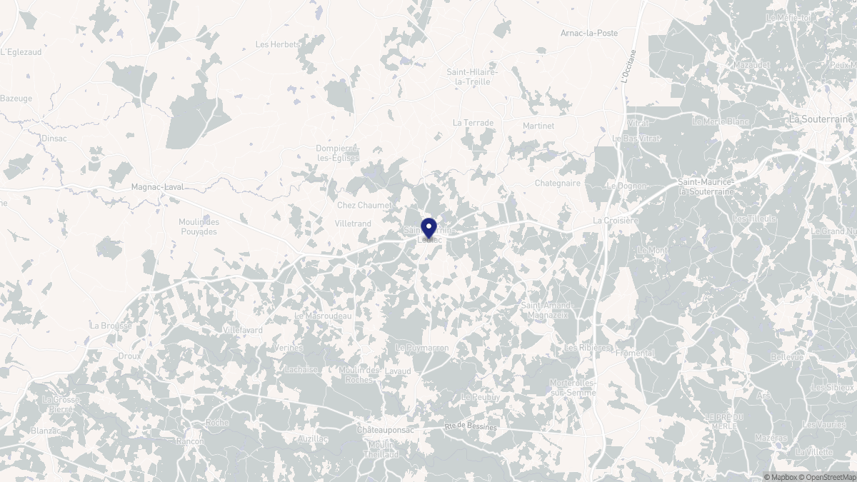 Aperçu cartographique de Saint-Sornin-Leulac, centré sur la commune