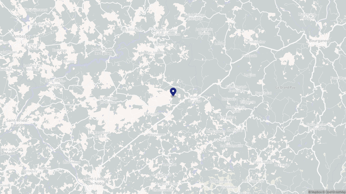 Aperçu cartographique de Sauviat-sur-Vige, centré sur la commune