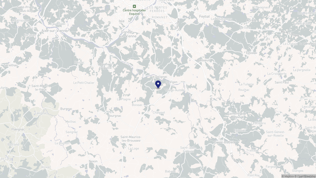 Aperçu cartographique de Le Vigen, centré sur la commune