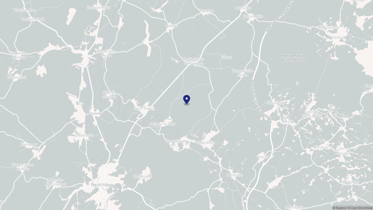 Aperçu cartographique de Autigny-la-Tour, centré sur la commune