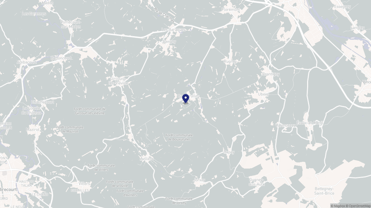 Aperçu cartographique de Bouxurulles, centré sur la commune