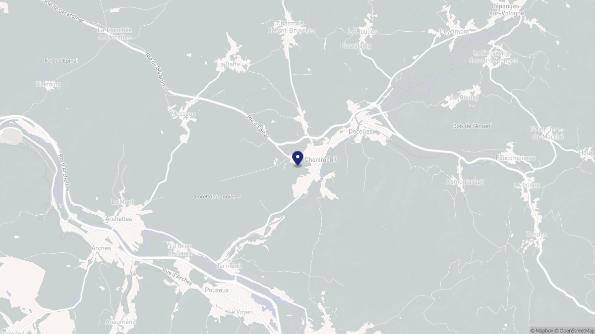 Aperçu cartographique de Cheniménil, centré sur la commune