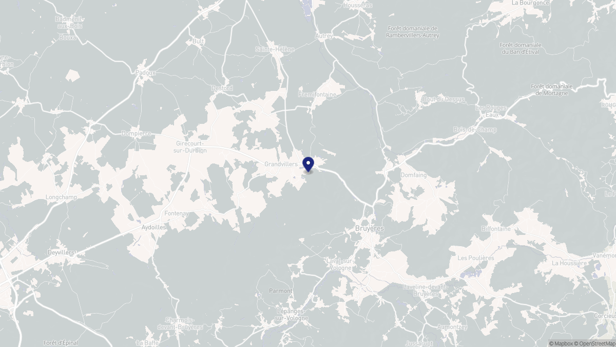 Aperçu cartographique de Grandvillers, centré sur la commune