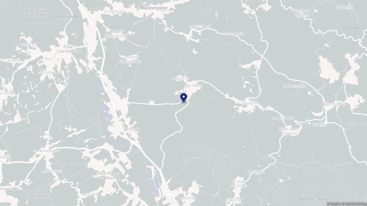 Aperçu cartographique de Hurbache, centré sur la commune