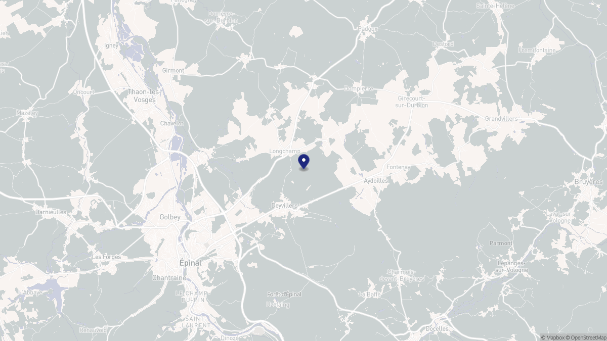 Aperçu cartographique de Longchamp, centré sur la commune
