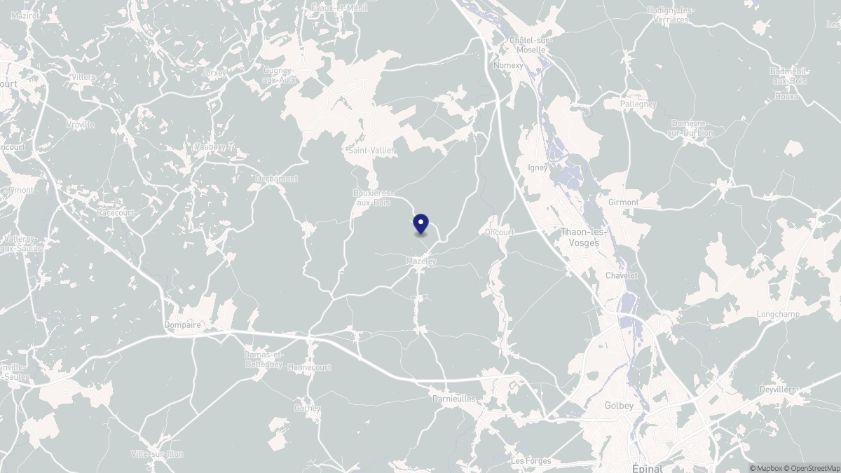 Aperçu cartographique de Mazeley, centré sur la commune