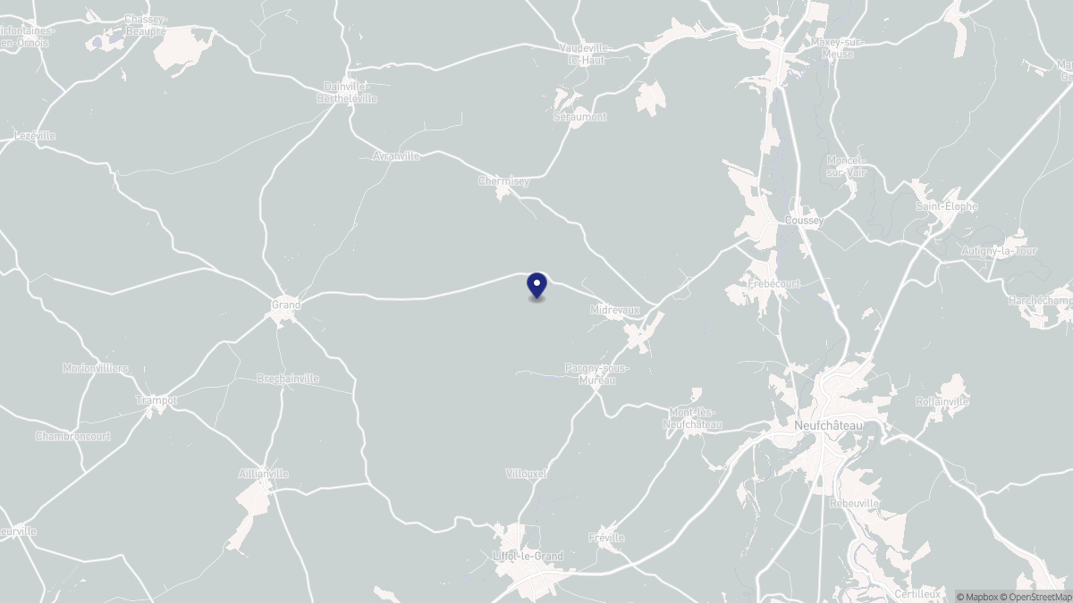 Aperçu cartographique de Midrevaux, centré sur la commune