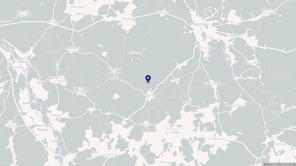 Aperçu cartographique de Padoux, centré sur la commune