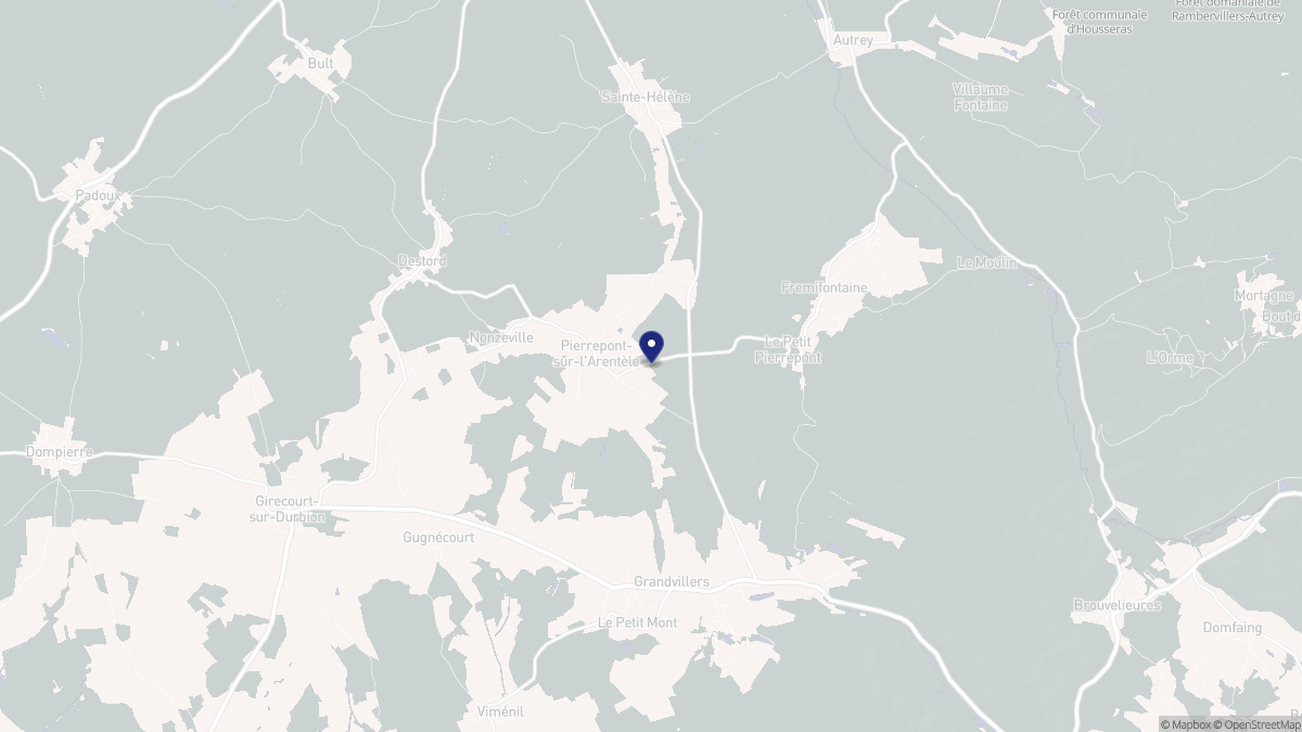 Aperçu cartographique de Pierrepont-sur-l'Arentèle, centré sur la commune