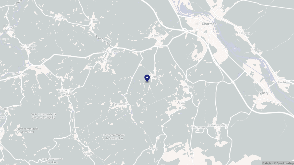 Aperçu cartographique de Rugney, centré sur la commune