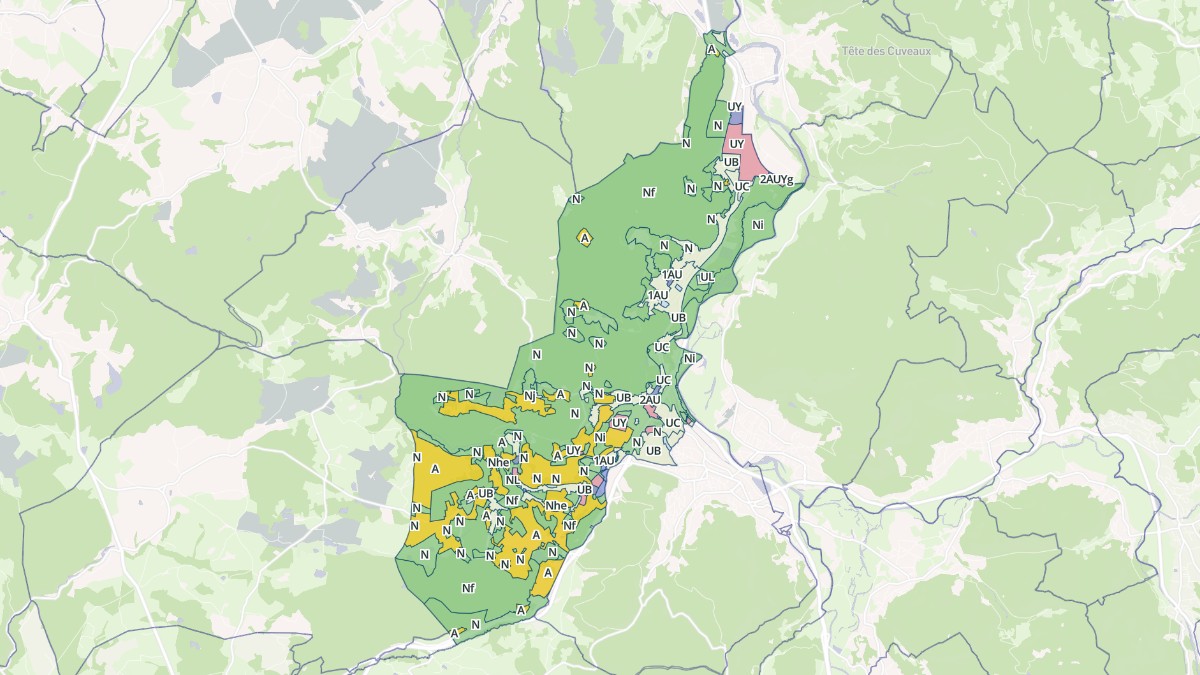 Aperçu cartographique de Saint-Nabord, centré sur la commune
