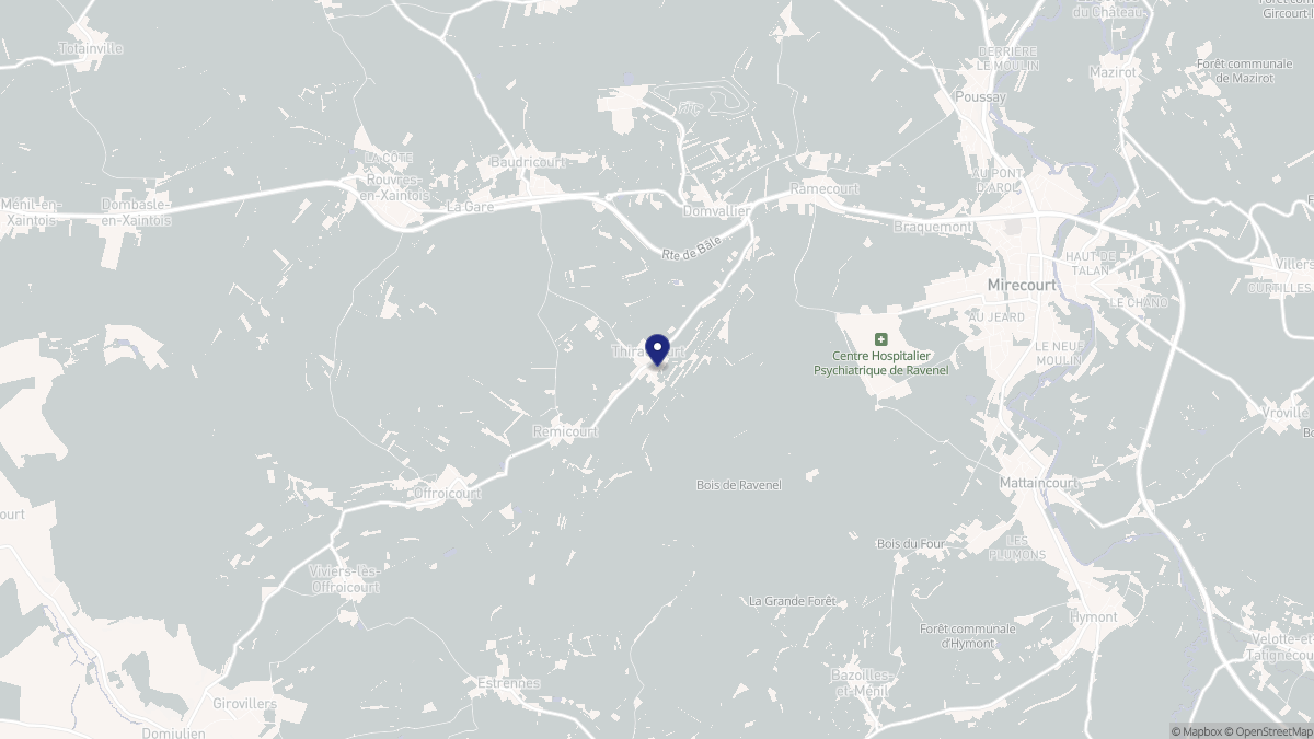 Aperçu cartographique de Thiraucourt, centré sur la commune