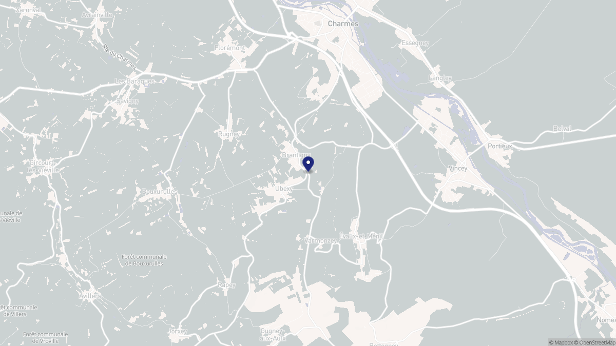 Aperçu cartographique de Ubexy, centré sur la commune