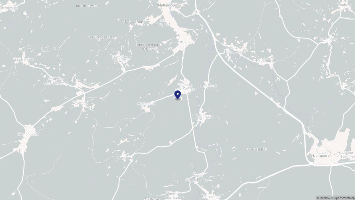 Aperçu cartographique de Valleroy-aux-Saules, centré sur la commune