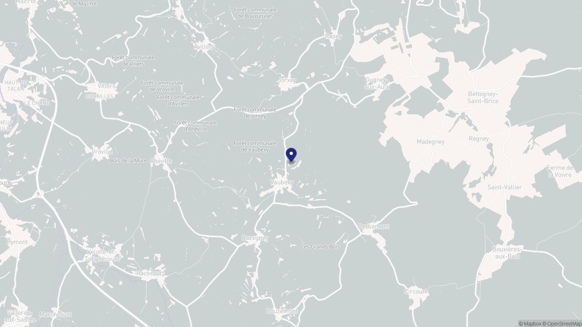 Aperçu cartographique de Vaubexy, centré sur la commune