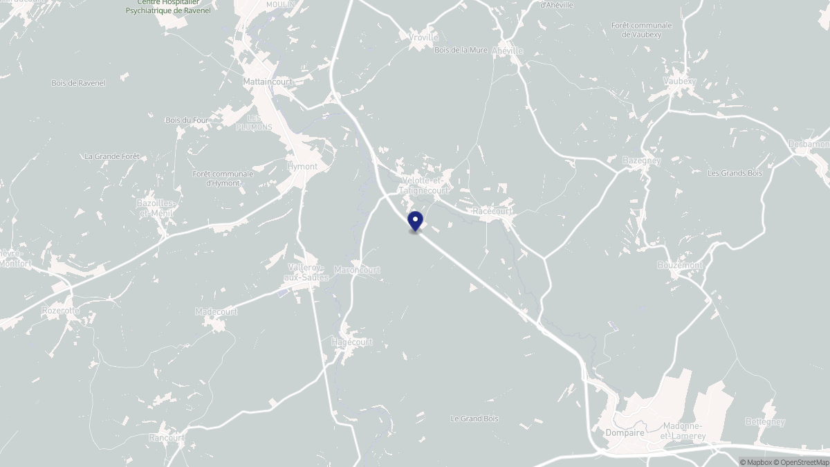 Aperçu cartographique de Velotte-et-Tatignécourt, centré sur la commune