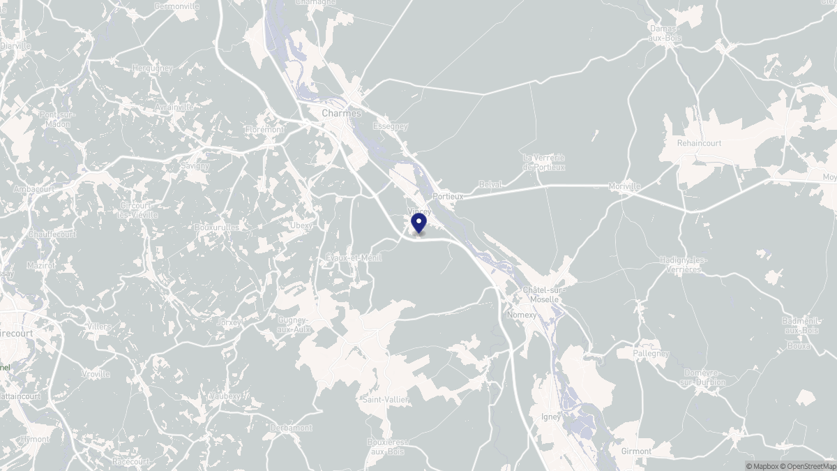 Aperçu cartographique de Vincey, centré sur la commune