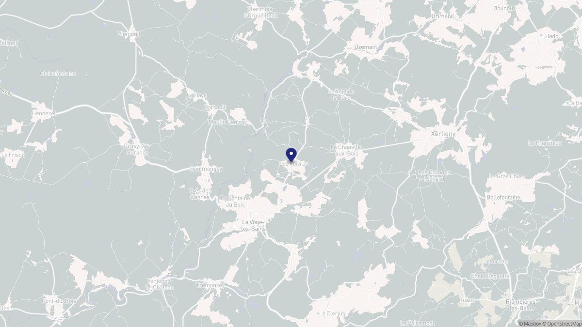 Aperçu cartographique de Les Voivres, centré sur la commune