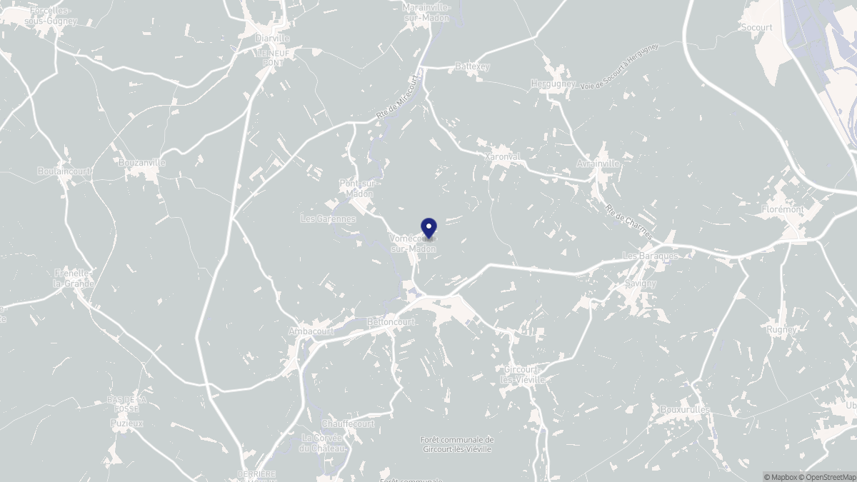Aperçu cartographique de Vomécourt-sur-Madon, centré sur la commune