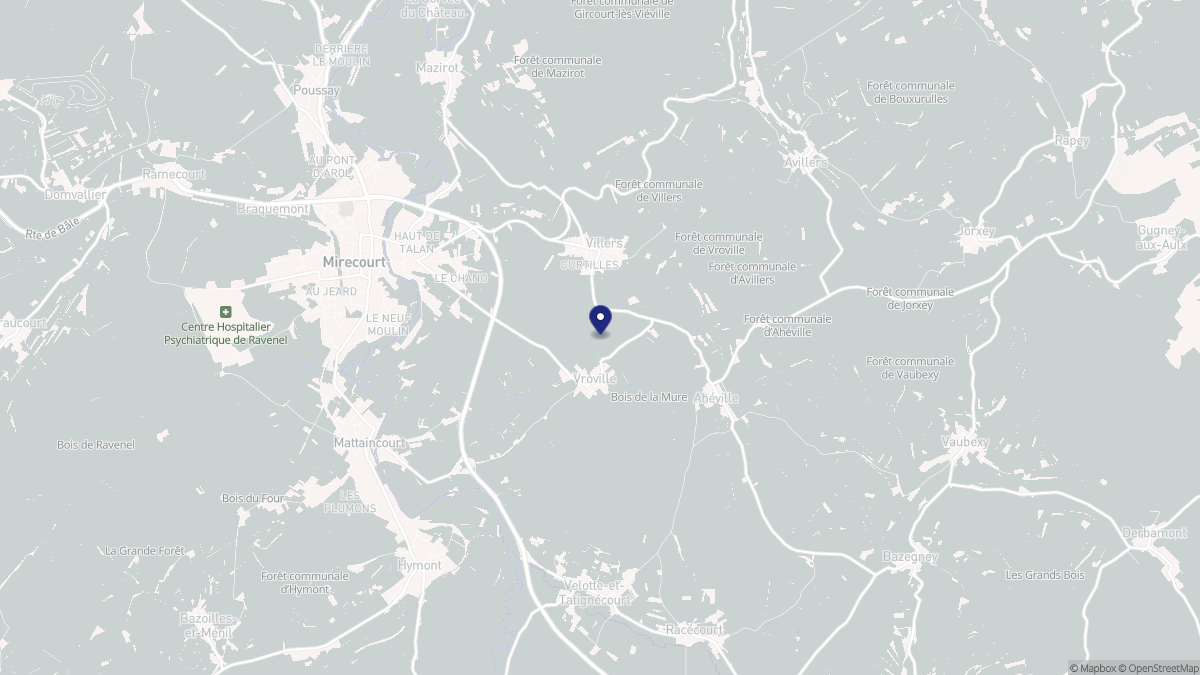 Aperçu cartographique de Vroville, centré sur la commune