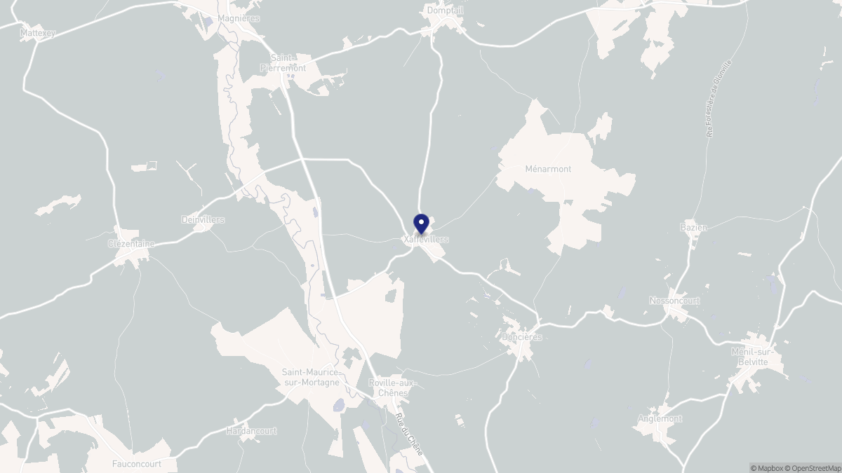 Aperçu cartographique de Xaffévillers, centré sur la commune