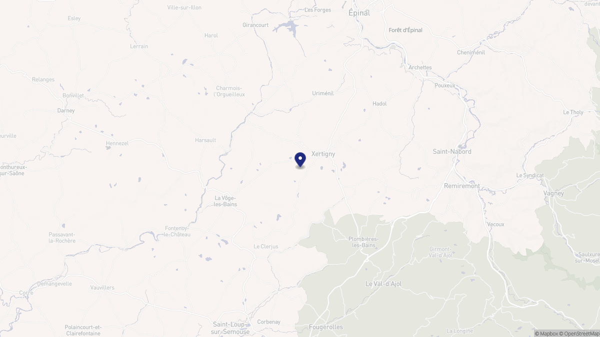 Aperçu cartographique de Xertigny, centré sur la commune