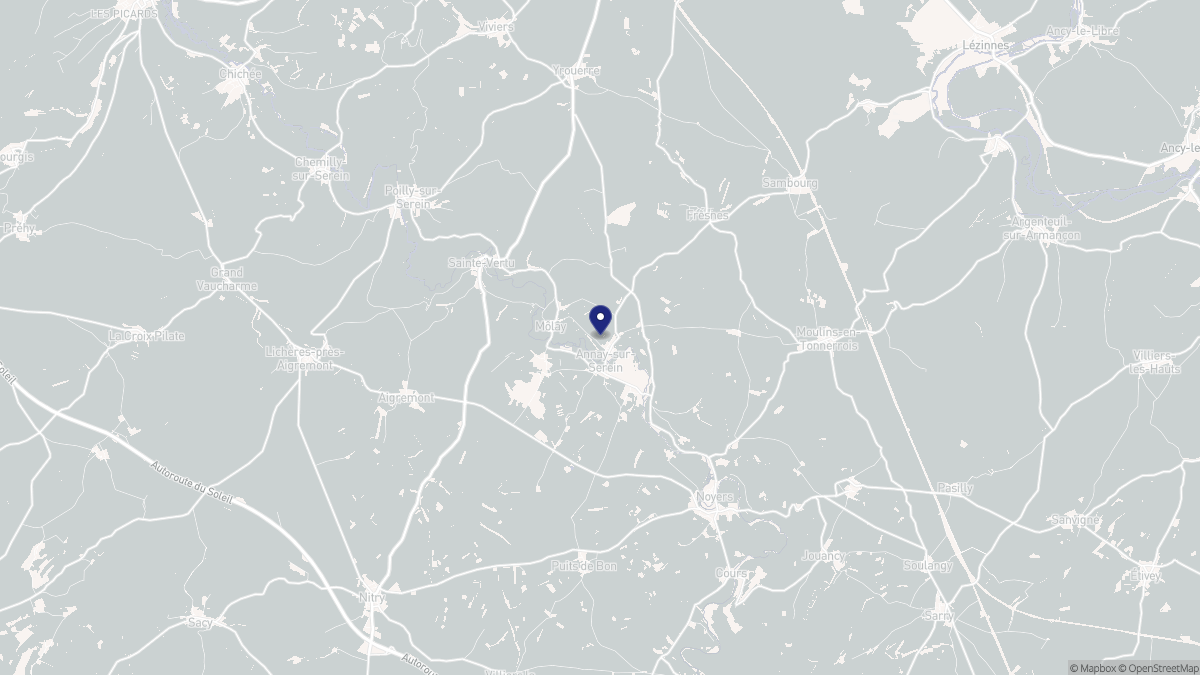 Aperçu cartographique de Annay-sur-Serein, centré sur la commune