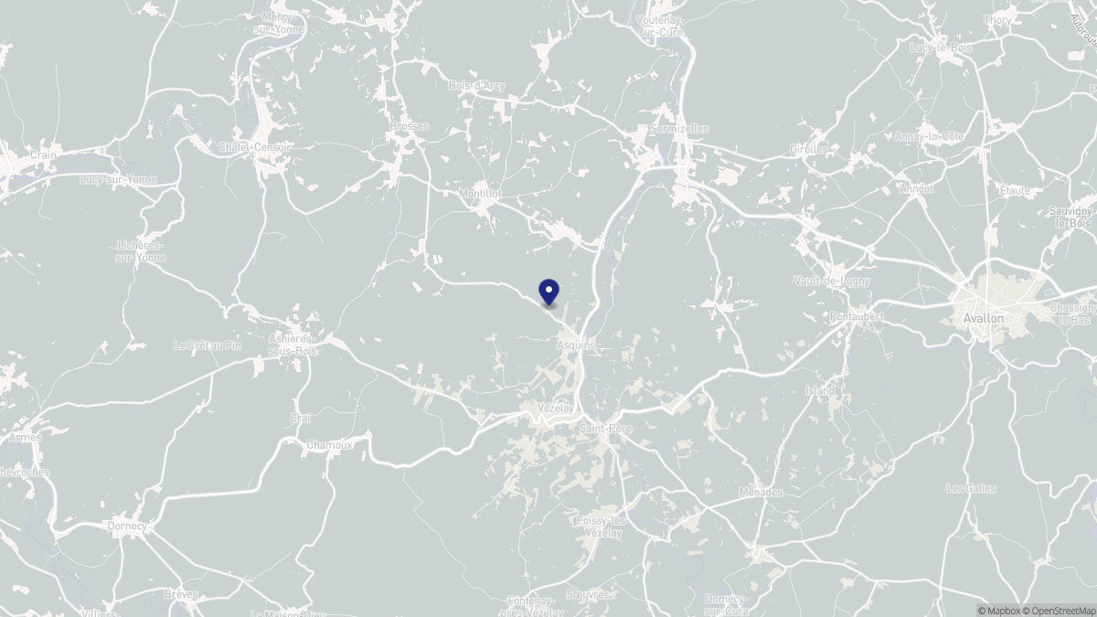 Aperçu cartographique de Asquins, centré sur la commune