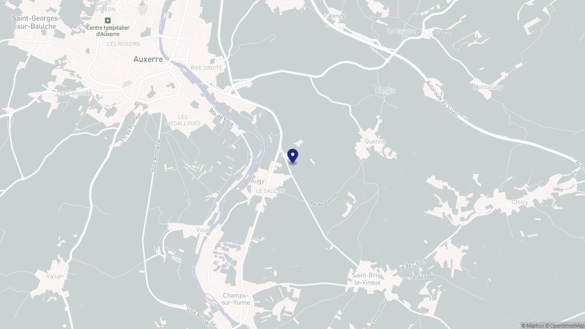 Aperçu cartographique de Augy, centré sur la commune