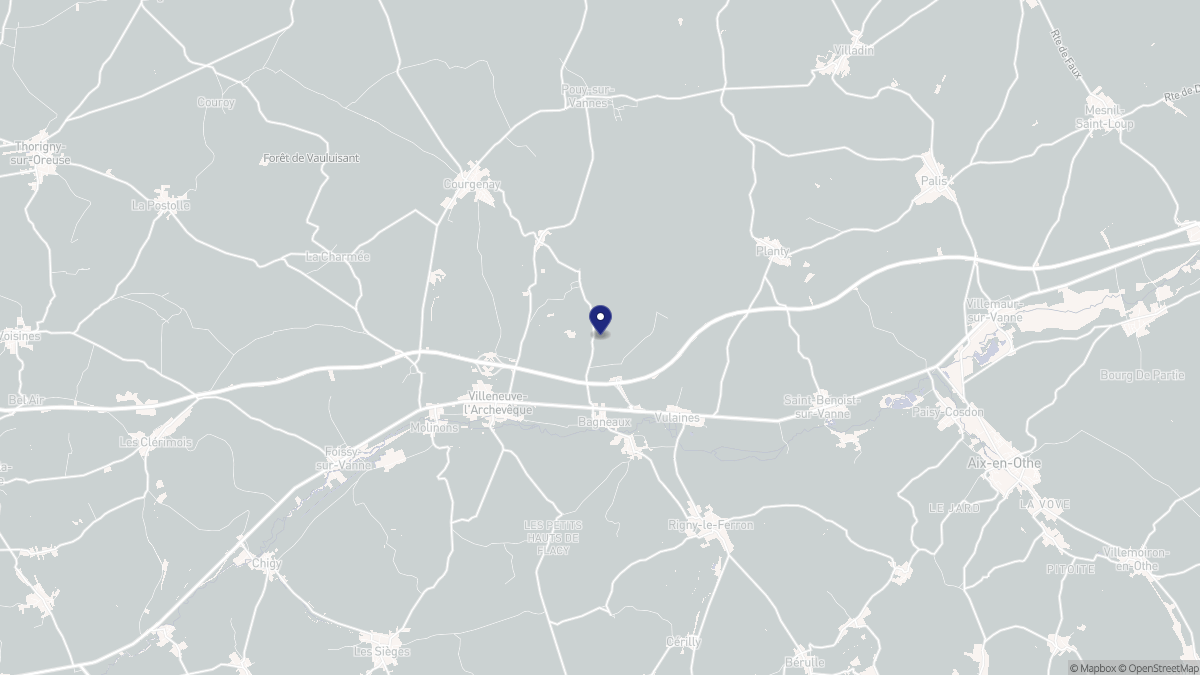 Aperçu cartographique de Bagneaux, centré sur la commune