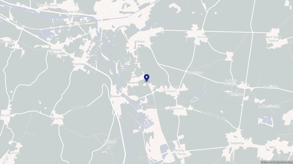 Aperçu cartographique de Bonnard, centré sur la commune
