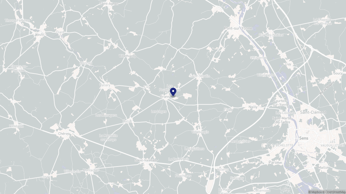 Aperçu cartographique de Brannay, centré sur la commune
