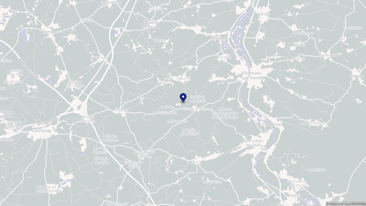 Aperçu cartographique de Bussy-le-Repos, centré sur la commune