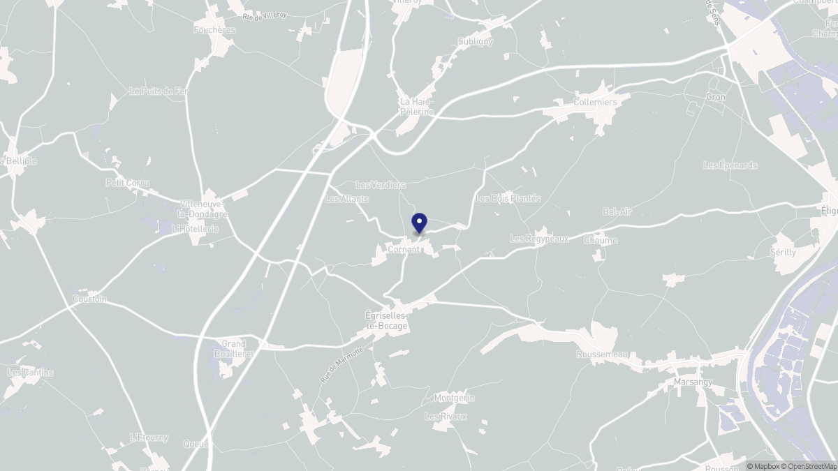 Aperçu cartographique de Cornant, centré sur la commune
