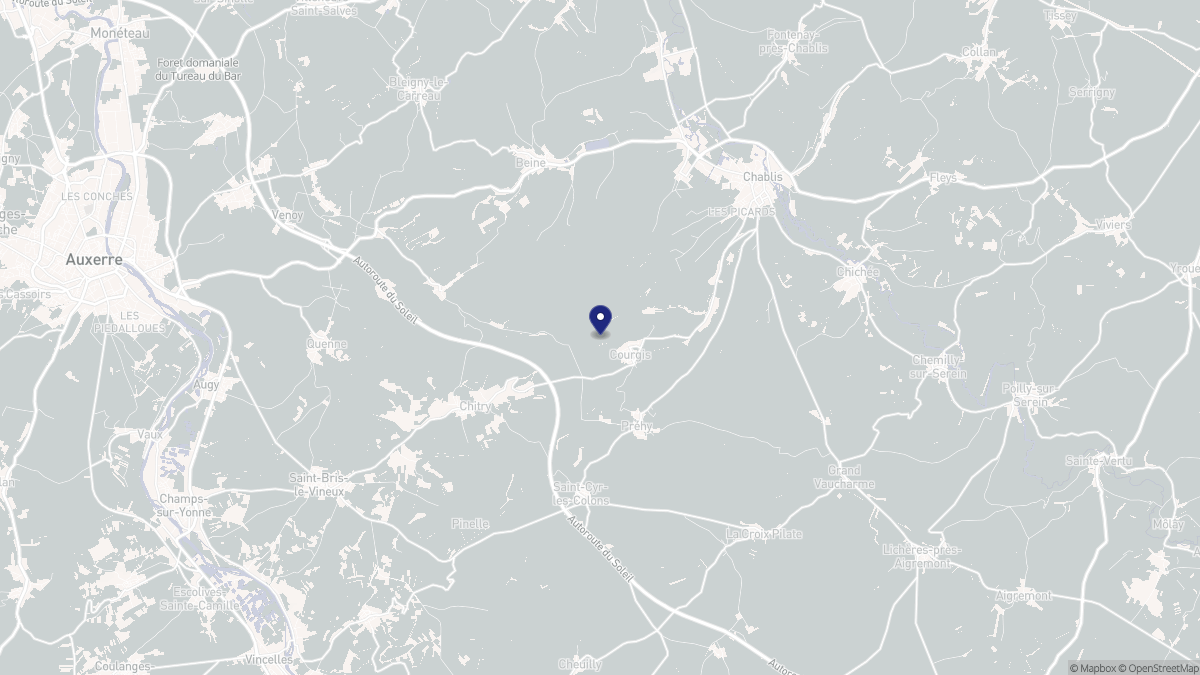 Aperçu cartographique de Courgis, centré sur la commune